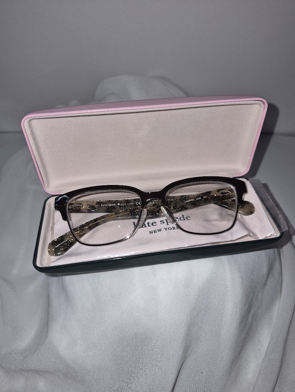 Kate Spade New York Ladonna Eyeglasses Rectangular Frame Blue Havana Glitter
